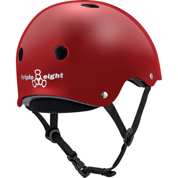 Triple 8 Skateboard Pads Deep Cover Gloss Red Skate Helmet CPSC Certified - L/XL 22.5" - 23.5"