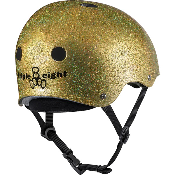 Triple 8 Skateboard Pads Deep Cover Gold Glitter Skate Helmet CPSC Certified - XL/XXL 23.5" - 24.5"