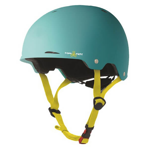 Triple 8 Skateboard Pads Gotham Baja Teal Rubber Skate Helmet Dual Certified CPSC & ASTM - (Certified) - S/M 21.7" - 22.8"