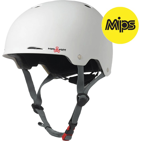 Triple 8 Skateboard Pads Gotham MIPS Dual-Certified Matte White Skate Helmet - L/XL 22.5" - 23.5"