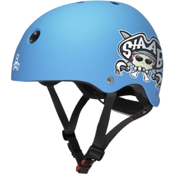 Triple 8 Skateboard Pads Lil 8 Staab Matte Neon Blue Skate Helmet - (Certified) - Youth 18" - 20.5"