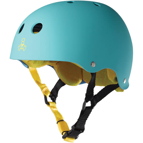 Triple 8 Skateboard Pads Sweatsaver Helmet with Sweatsaver Liner Baja Teal Rubber Skate Helmet - Small / 20.6" - 21.3"
