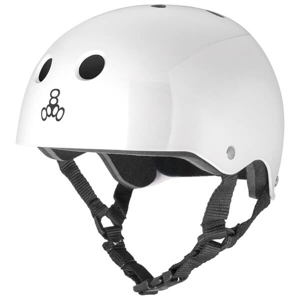 Triple 8 Skateboard Pads Standard Helmet with Standard Liner White Glossy Skate Helmet - Large / 22.1" - 22.9"