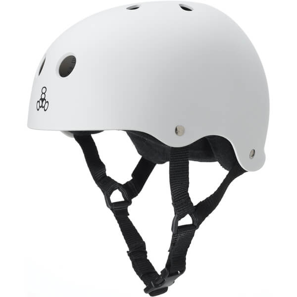 Triple 8 Sweatsaver Helmet with Sweatsaver Liner White Rubber Skate Helmet - Small / 20.6" - 21.3"