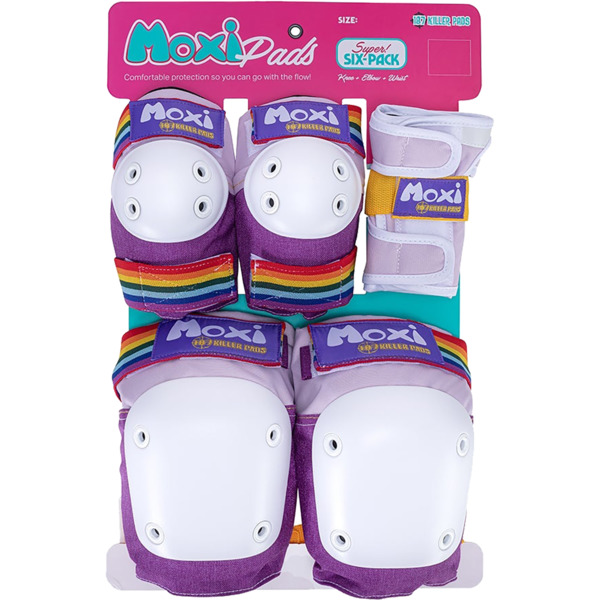 187 Killer Pads Jr. Six Pack Moxi Lavender Knee, Elbow, & Wrist Pad Set - Junior