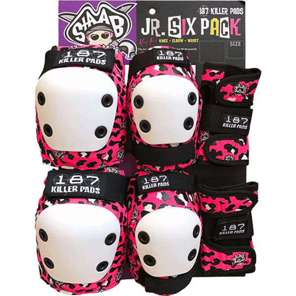187 Killer Pads Jr. Six Pack Staab Signature Pink Knee, Elbow, & Wrist Pad Set - Junior
