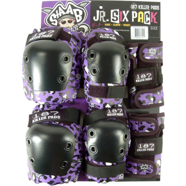187 Killer Pads Adult Six Pack Staab Purple / Black Knee, Elbow, Wrist Set - Junior