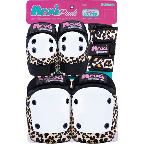 187 Killer Pads Adult Six Pack Moxi Leopard Knee, Elbow, Wrist Set - Small / Medium