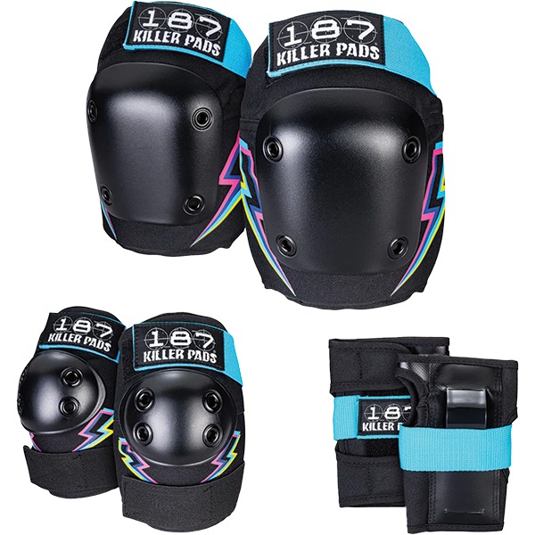 187 Killer Pads Adult Six Pack Electric Bolt Knee, Elbow, Wrist Set - X-Large 187 Killer Pads Adult Six Pack Electric Bolt Knee, Elbow, Wrist Set - X-Large