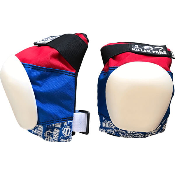 187 Killer Pads Pro Red / White / Blue Knee Pads - Large