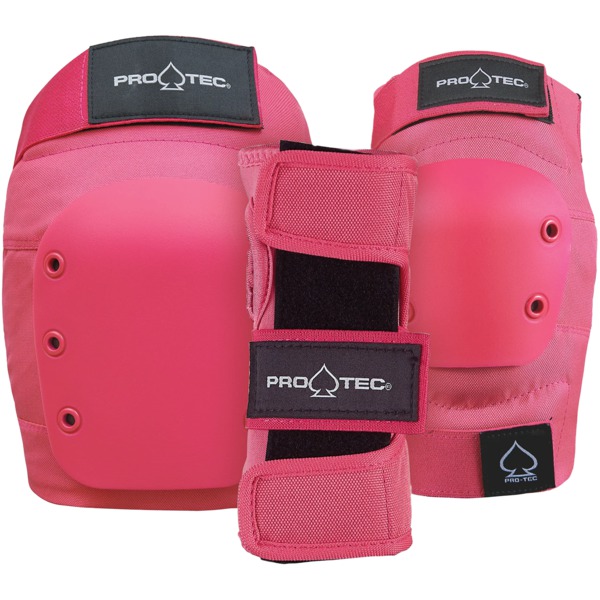 ProTec Skateboard Pads Adult 3 Pack Open Back Pink Knee, Elbow, Wrist Set - Small
