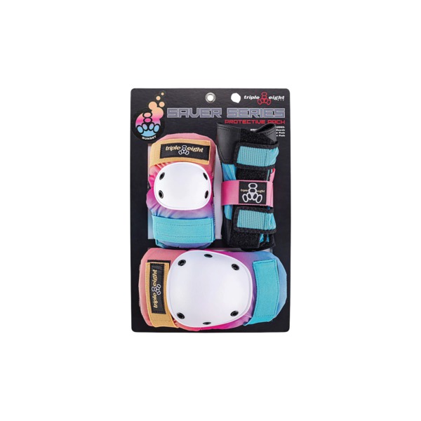 Triple 8 Skateboard Pads Saver Series 3-Pack Sunset Knee, Elbow, & Wrist Pad Set - X-Small