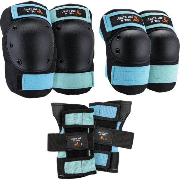 Triple 8 Skateboard Pads Saver Series 3-Pack Skate Like A Girl Knee, Elbow, & Wrist Pad Set - Small