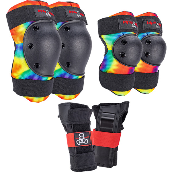 Triple 8 Skateboard Pads Saver Series 3-Pack Tie Dye Knee, Elbow, & Wrist Pad Set - Large