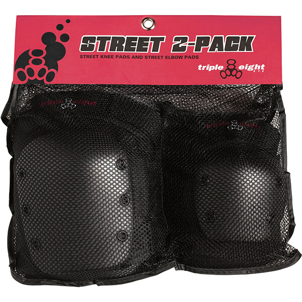 Triple 8 Skateboard Pads Street Black Knee & Elbow Pad Set - Large