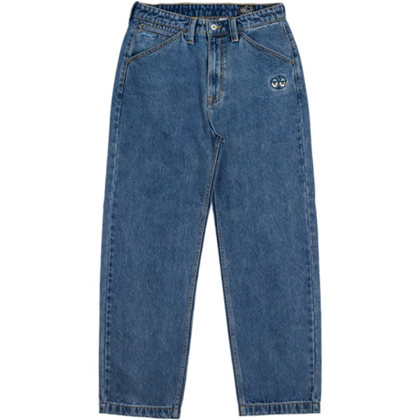 Krooked Skateboards Eyes Denim Twill Pants in Stone Wash