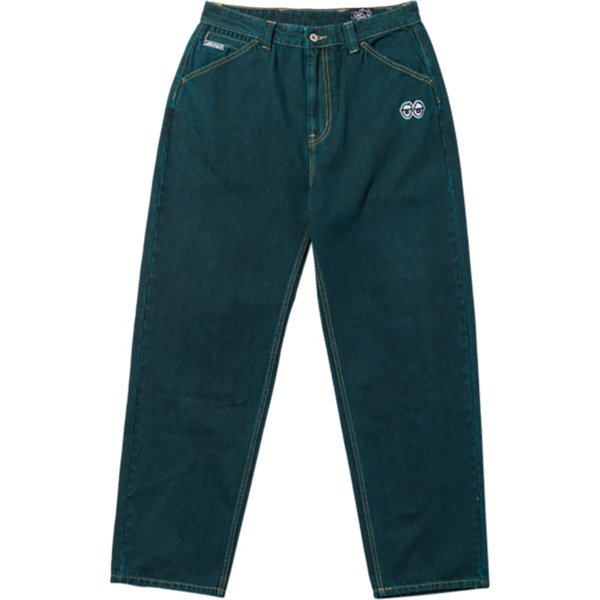 Krooked Skateboards Eyes Denim Twill Men's Pants in Green Overdye