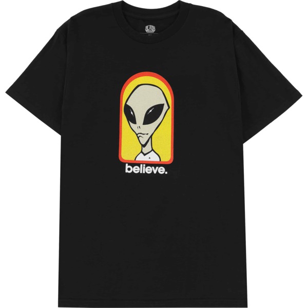 Alien Workshop Skateboards Believe Men's Short Sleeve T-Shirt in Black / Yellow / Red