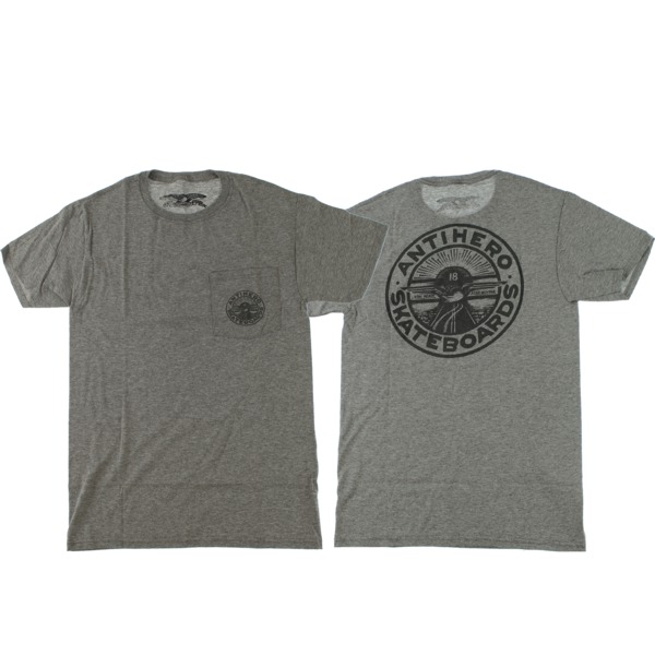 Anti Hero Skateboards Stay Ready Athletic Heather Men's Short Sleeve T-Shirt Double Pocket - Medium