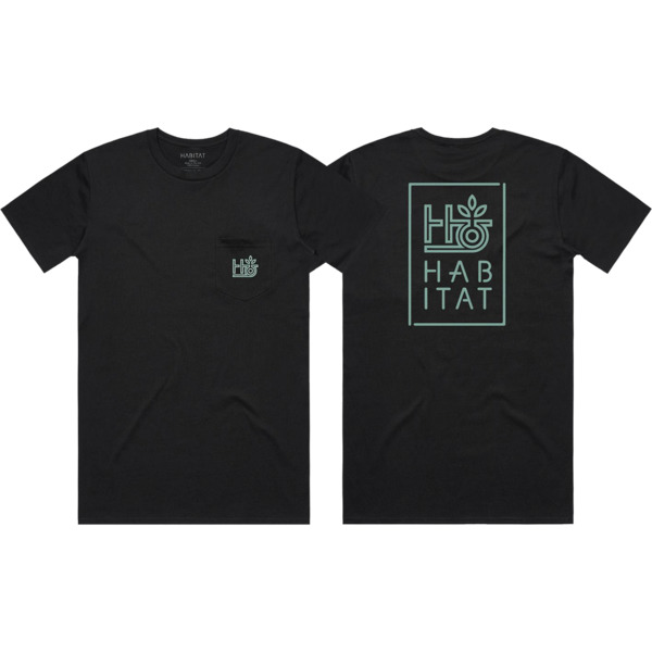 Habitat Skateboards Pod Stacked Black Pocket Short Sleeve T-Shirt - Small