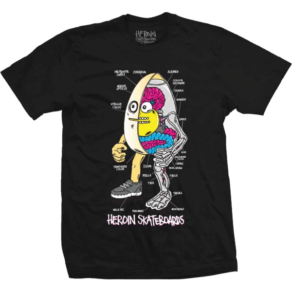 Heroin Skateboards Anatomy Of An Egg Black Men's Short Sleeve T-Shirt - Medium
