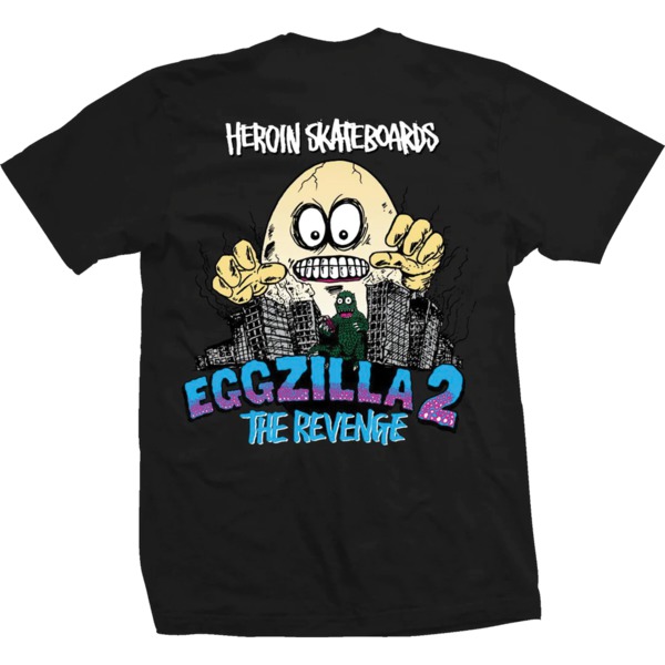 Heroin Skateboards Eggzilla Black Men's Short Sleeve T-Shirt - Large