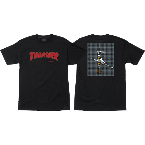 Black XL Independent Trucks x Thrasher Magazine BTG Built to Grind Mens Short Sleeve T-Shirt