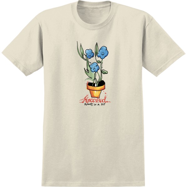 Krooked Skateboards Blue Flowers Natural Men's Short Sleeve T-Shirt - Small