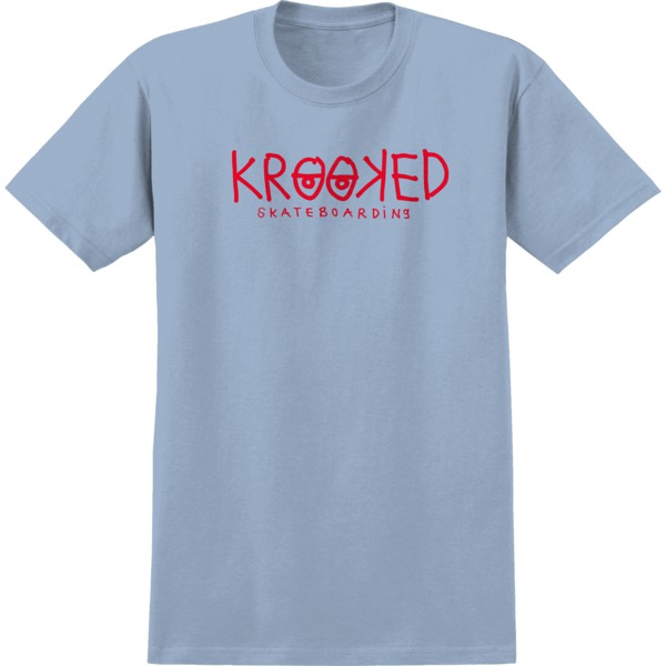 Krooked Skateboards Krooked Eyes Men's Short Sleeve T-Shirt in Light Blue / Red