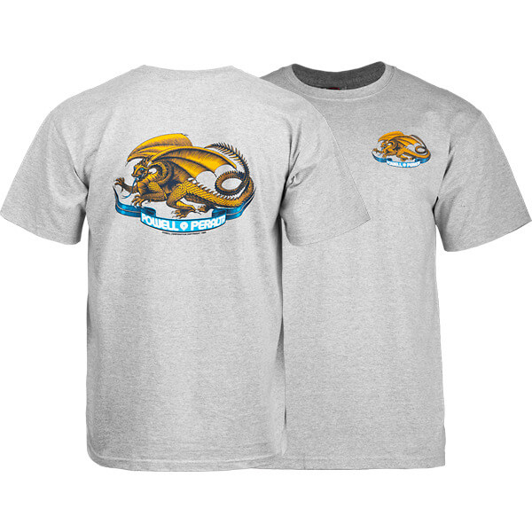 Powell Peralta Oval Dragon Athletic Heather Grey Men's Short Sleeve T-Shirt - Small