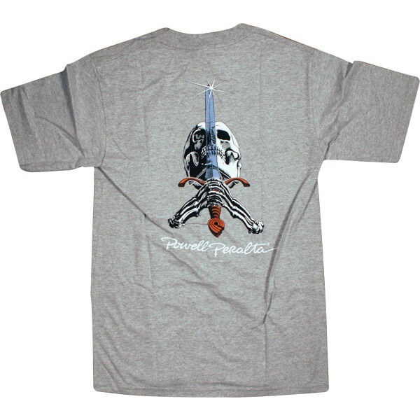 Powell Peralta Skull & Sword Grey Men's Short Sleeve T-Shirt - Medium