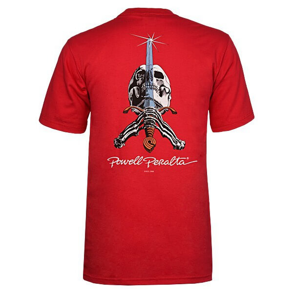 Powell Peralta Skull & Sword Red Men's Short Sleeve T-Shirt - Medium