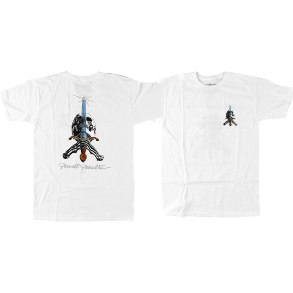 Powell Peralta Skull & Sword White Men's Short Sleeve T-Shirt - XX-Large Powell Peralta Skull & Sword White Men's Short Sleeve T-Shirt - XX-Large