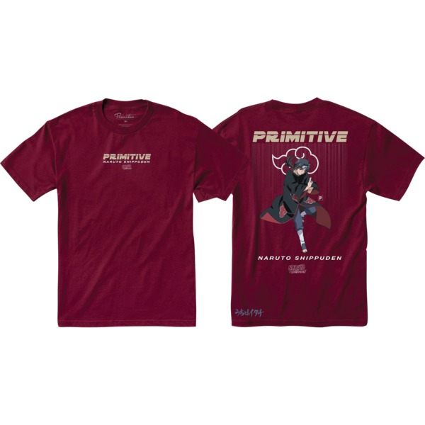 Primitive Skateboarding Naruto Itachi Uchiha Burgundy Men's Short Sleeve T-Shirt - Small