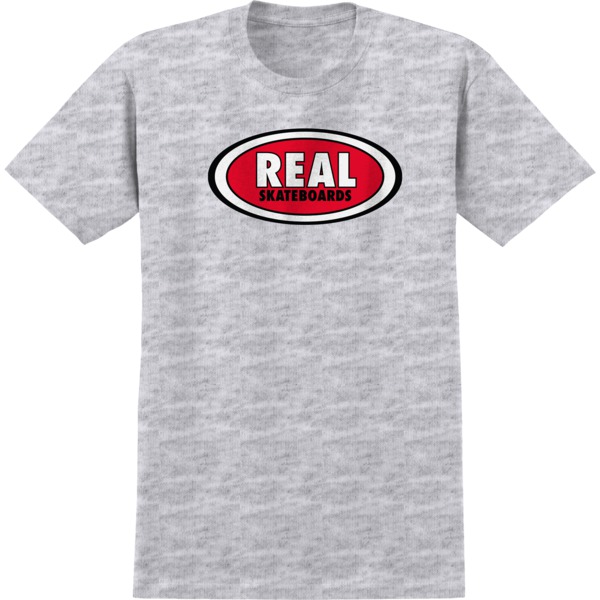 Real Skateboards Oval Ash / Red Men's Short Sleeve T-Shirt - Large