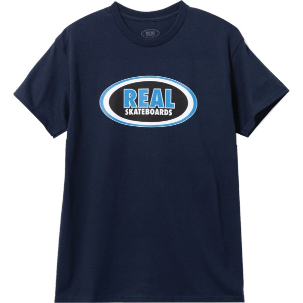 Real Skateboards Oval Navy / Blue / Black / White Men's Short Sleeve T-Shirt - Medium