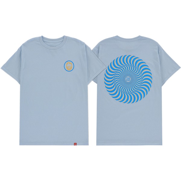 Spitfire Wheels Classic Swirl Overlay Men's Short Sleeve T-Shirt in Light Blue / Blue / Gold