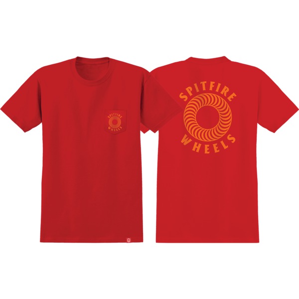 Spitfire Wheels Hollow Classic Pocket Red / Orange Men's Short Sleeve T-Shirt - Small