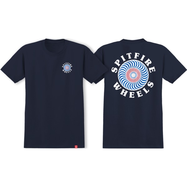 Spitfire Wheels OG Classic Fill Men's Short Sleeve T-Shirt in Navy / White / Blue / Red