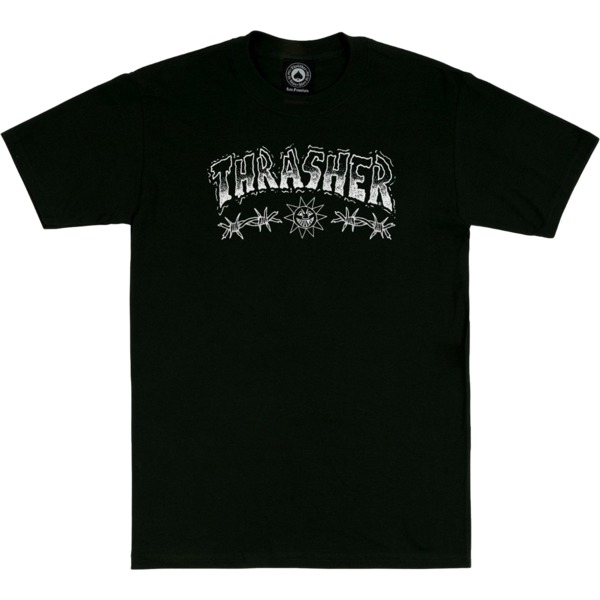 Thrasher Magazine Barbed Wire Black Men's Short Sleeve T-Shirt - Large