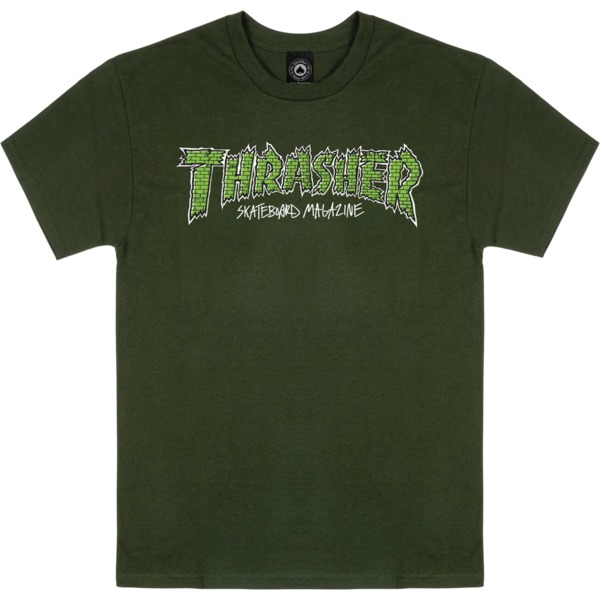 Thrasher Magazine Brick Men's Short Sleeve T-Shirt in Forest Green