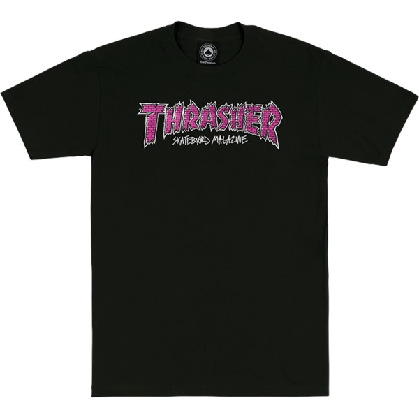 Thrasher Magazine Brick Men's Short Sleeve T-Shirt in Black / Pink