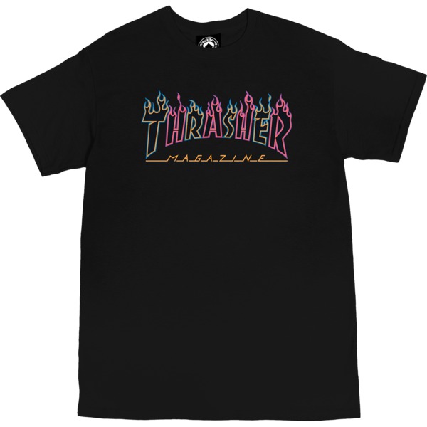 Thrasher Magazine Double Flame Men's Short Sleeve T-Shirt in Black