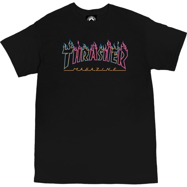 Thrasher Magazine Double Flame Black Men's Short Sleeve T-Shirt - Small