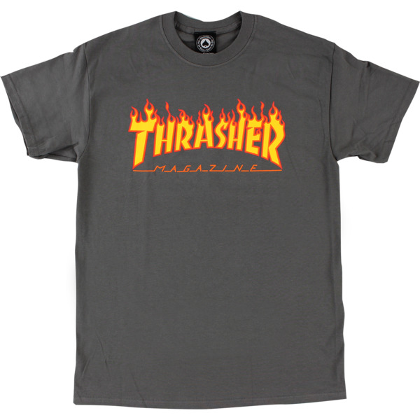 Thrasher Magazine Flame Men's Short Sleeve T-Shirt in Grey