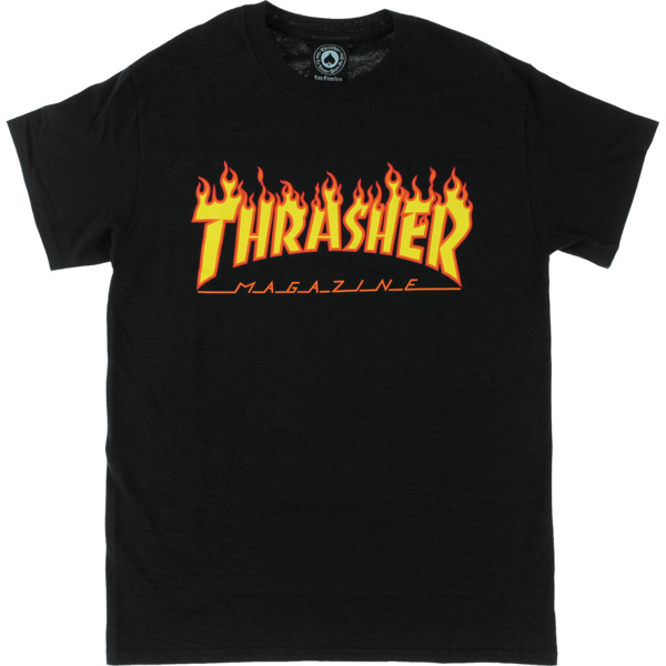 Thrasher Magazine Flame Black Men's Short Sleeve T-Shirt - Small