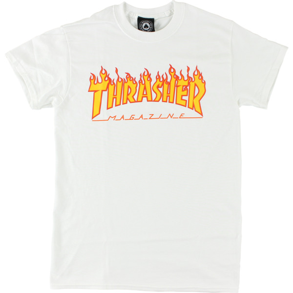 Thrasher Magazine Flame White Men's Short Sleeve T-Shirt - Large