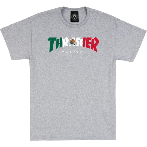 Thrasher Magazine Mexico Heather Grey Men's Short Sleeve T-Shirt - Small