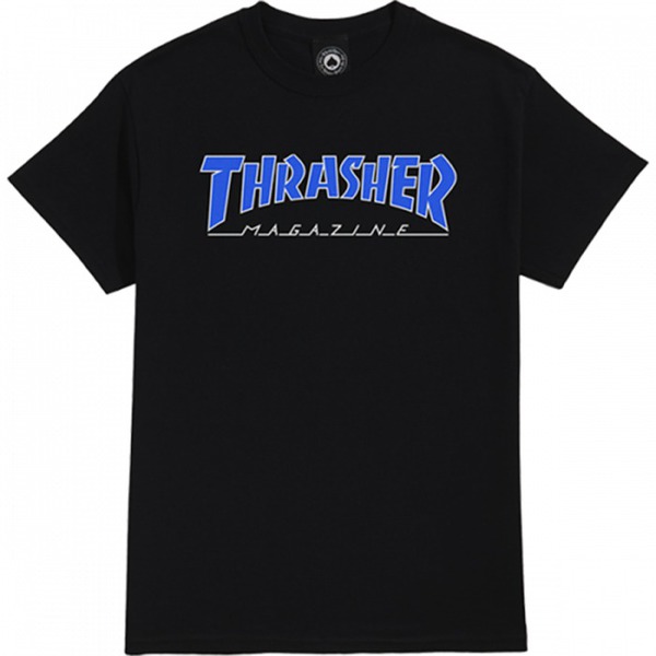 Thrasher Magazine Outline Black / Blue Men's Short Sleeve T-Shirt - Small