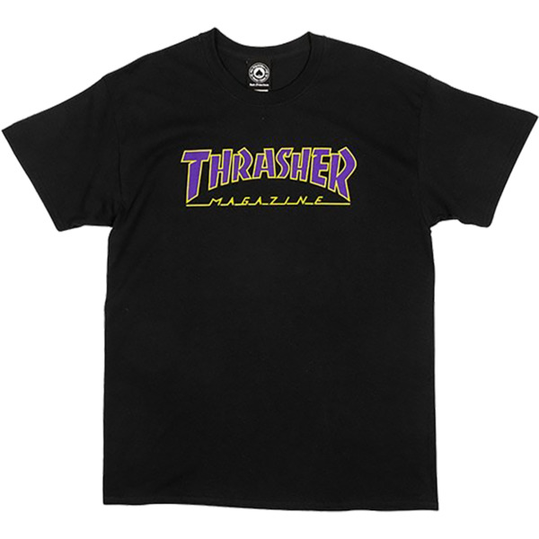 Thrasher Magazine Outlined Black / Purple / Yellow Men's Short Sleeve T-Shirt - Small